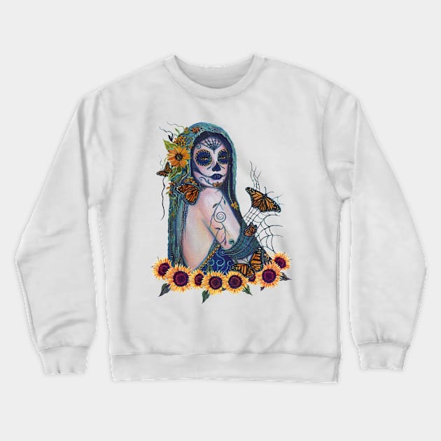 Day of the dead with sunflowers by Renee Lavoie Crewneck Sweatshirt by ReneeLLavoie